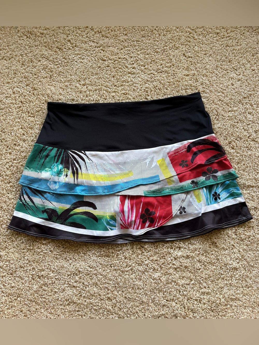 Lucky in Love Black Tropical Print Tennis Skort XL